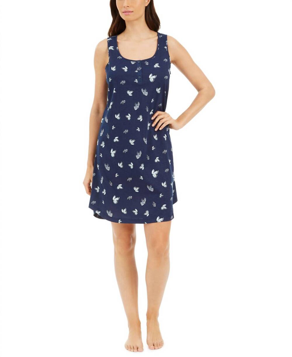 NEW CHARTER CLUB LUXURY cotton sleeveless sleep shirt nightgown in slee butterfl
